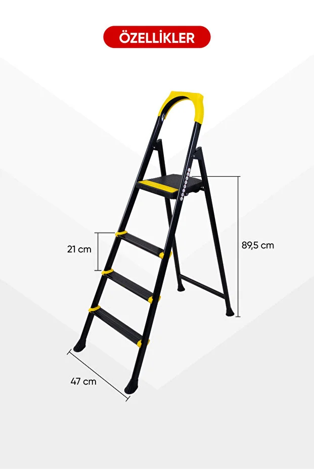 Nova 3+1 Metal Basamaklı EXTRA GÜÇLÜ ÖZEL TASARIM Pratik Merdiven
